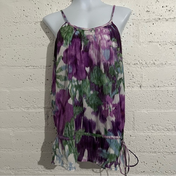 Forever 21 Tops - 5/$25 Forever 21 Juniors Tank Top L Purple Green Adj Straps Cotton Watercolor